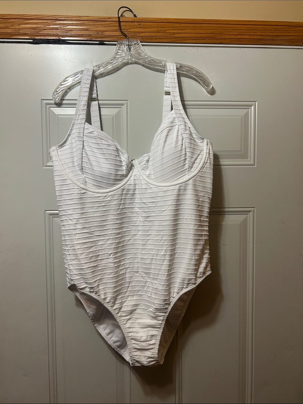 White Textured One-Piece Swimsuit 1X